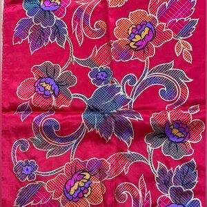 Vintage new NWT 100% silk scarf The Specialty House red floral purple blue gold
